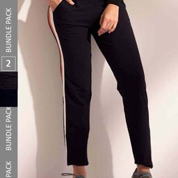 LYRA Women Pack Of 2 Assorted Cotton Relaxed Fit Sports Track Pants-image-77