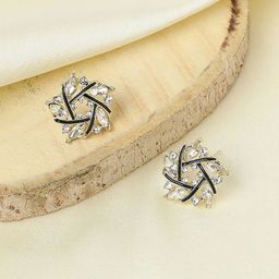 SOHI Gold-Plated Contemporary Studs Earrings-85