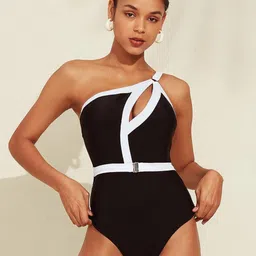 VAGHBHATT Cut-Out One Shoulder Swim Bodysuit-image-88