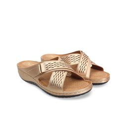 XE Looks Women Beige Open Toe Laser Cuts Flats-image-65
