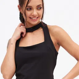 Kibo Square Neck Crepe Crop Top-image-44