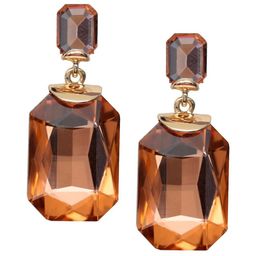 Crunchy Fashion Gold-Plated Stone-Studded Geometric Drop Earrings-image-2