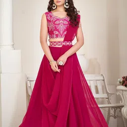 Warthy Ent Embroidered Semi-Stitched Lehenga & Unstitched Blouse With Dupatta-image-95