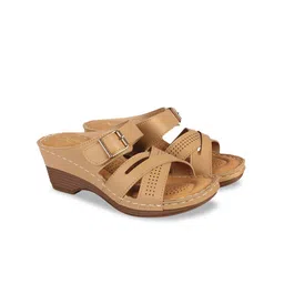 XE Looks WOMEN Beige Wedge Heels  with Buckles-14