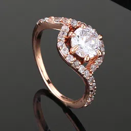 Estele Rose Gold Plated Cubic Zirconia Studded Finger Ring-image-30