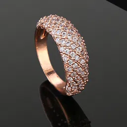 Estele Rose Gold Plated Cubic Zirconia Studded Finger Ring-image-8