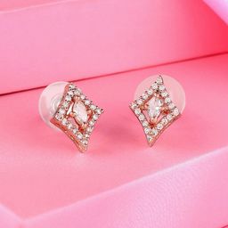 Estele Rose-Gold-Plated Square Studs Earrings-81