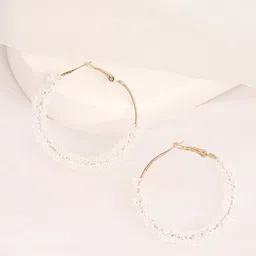 SOHI White & Gold-Toned Contemporary Hoop Earrings-image-64