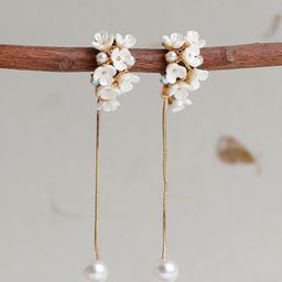 SOHI White & Gold-Plated Contemporary Drop Earrings-21