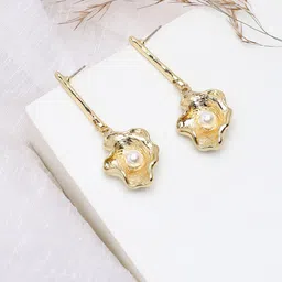 SOHI Gold Plated Contemporary Drop Earrings-image-78