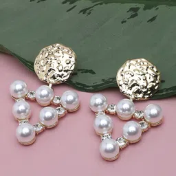 SOHI Gold-Toned Contemporary Drop Earrings-image-66