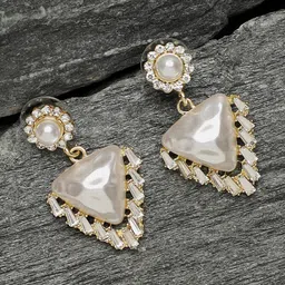 SOHI White Contemporary Drop Earrings-image-91