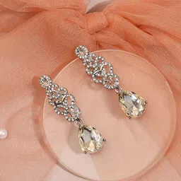SOHI Silver-Plated Contemporary Drop Earrings-13