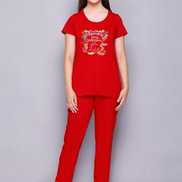 ELPIDA Typography Printed Round Neck T-Shirt & Pyjama-picture-12
