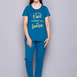 ELPIDA Typography Printed Pure Cotton T-Shirt With Pyjamas-picture-38