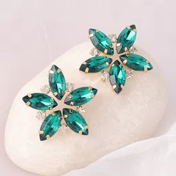 SOHI Gold-Plated Floral Studs Earrings-33