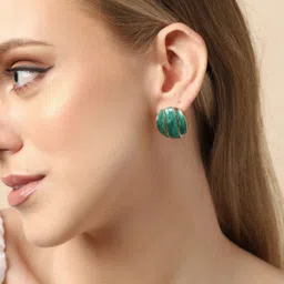 SOHI Green & Gold-Plated Circular Studs Earrings image 2