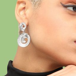 SOHI Silver-Plated Contemporary Drop Earrings-13