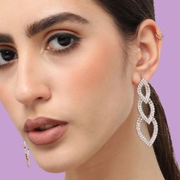 SOHI Silver-Plated Contemporary Drop Earrings-58