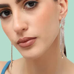 SOHI Silver-Toned Contemporary Drop Earrings-53