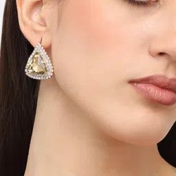 SOHI Gold-Plated Triangular Drop Earrings image 5