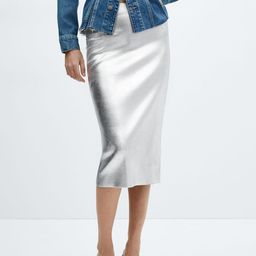 MANGO Metallic Midi Skirt-image-0