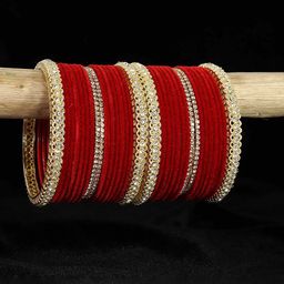 LAVAZZA Set of 32 Gold-Plated Zircon-Studded Velvet Bangles-4