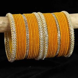LAVAZZA Set of 32 Gold-Plated Zircon-Studded Metal Velvet Bangles-51