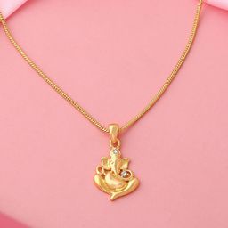 Estele Gold-Plated Stone Studded Contemporary Pendant With Chain-image-25