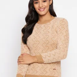 CLAPTON Geometric Printed Round Neck Pullover Sweater-picture-1