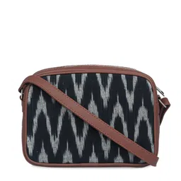 ZOUK Black Ikat Printed Sling Bag image 1