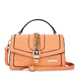 Luvoksi Orange Textured Structured Satchel image 1