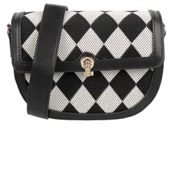 Metro Geometric Printed PU Half Moon Sling Bag-15