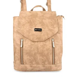 Bellissa Nude-Coloured PU Structured Handheld Bag with Cut Work-19
