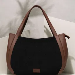 ZOUK Colourblocked Oversized Shopper Jute Shoulder Bag image 2