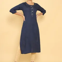 Soch Women Navy Blue Thread Work Kurta-image-44