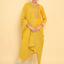Soch Women Mustard Ethnic Motifs Embroidered Dupatta-46