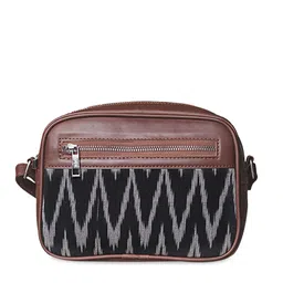 ZOUK Black Ikat Printed Sling Bag image 3