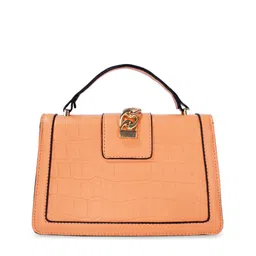 Luvoksi Orange Textured Structured Satchel image 3