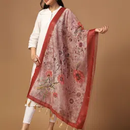 Kaizen TEXO FAB Printed Silk Dupatta with Thread Work image 5