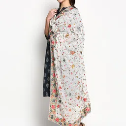 Dupatta Bazaar White & Pink Embroidered Dupatta with Thread Work image 3