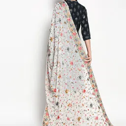 Dupatta Bazaar White & Pink Embroidered Dupatta with Thread Work image 4