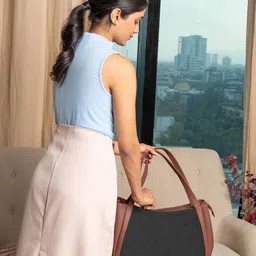 ZOUK Colourblocked Oversized Shopper Jute Shoulder Bag image 1