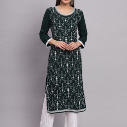 VAIRAGEE Floral Embroidered Straight Kurta-23