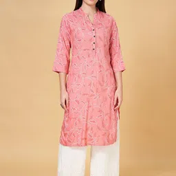 RANGMANCH BY PANTALOONS Floral Printed Mandarin Collar Straight Kurta-picture-37