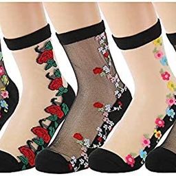 hrbs Ankle Length Different Net Flower Special Function & Spandex Socks Summer nylon Socks For Ladies/Girl's/Women's indoor & Ourdoor uses, Multi Color multi Pattern Socks 2 Pairs image 1