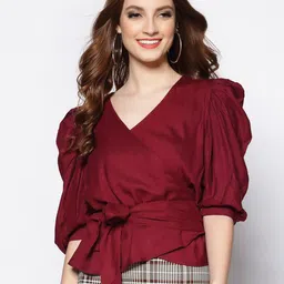 Sera Burgundy Wrap Top-picture-16