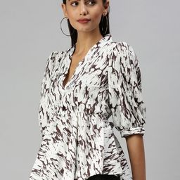 SHOWOFF Brown Animal Print Crepe Wrap Top-image-16
