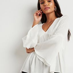 Styli V-Neck Bell Sleeve A-Line Top-image-55