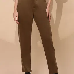 Global Republic Women Relaxed Straight Leg Slim Fit High-Rise Wrinkle Free Trousers-image-61
